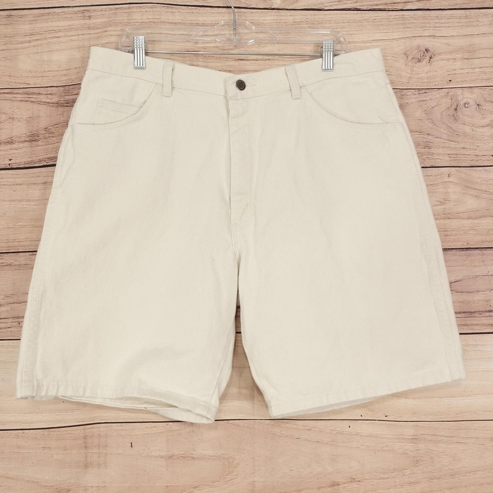 Vintage Wrangler Shorts Mens 38 White Denim Bermuda 8.5 Inseam Casual Summer